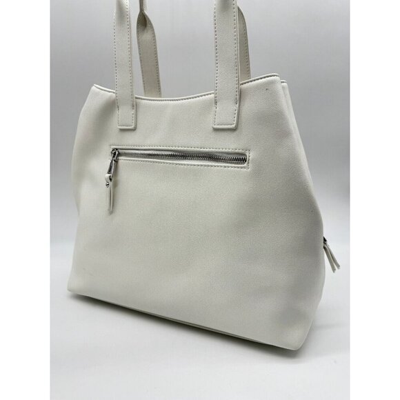 INC Trippii faux-leather chain detail women's tote bag - White / Silver (Used) - Picture 5 of 11